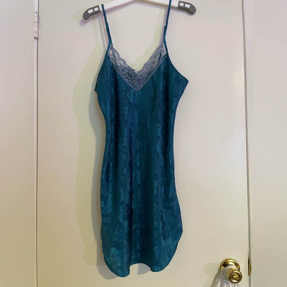 Sopre Lingerie Teal Adjustable Spaghetti Strap Slip Dress - Size Large